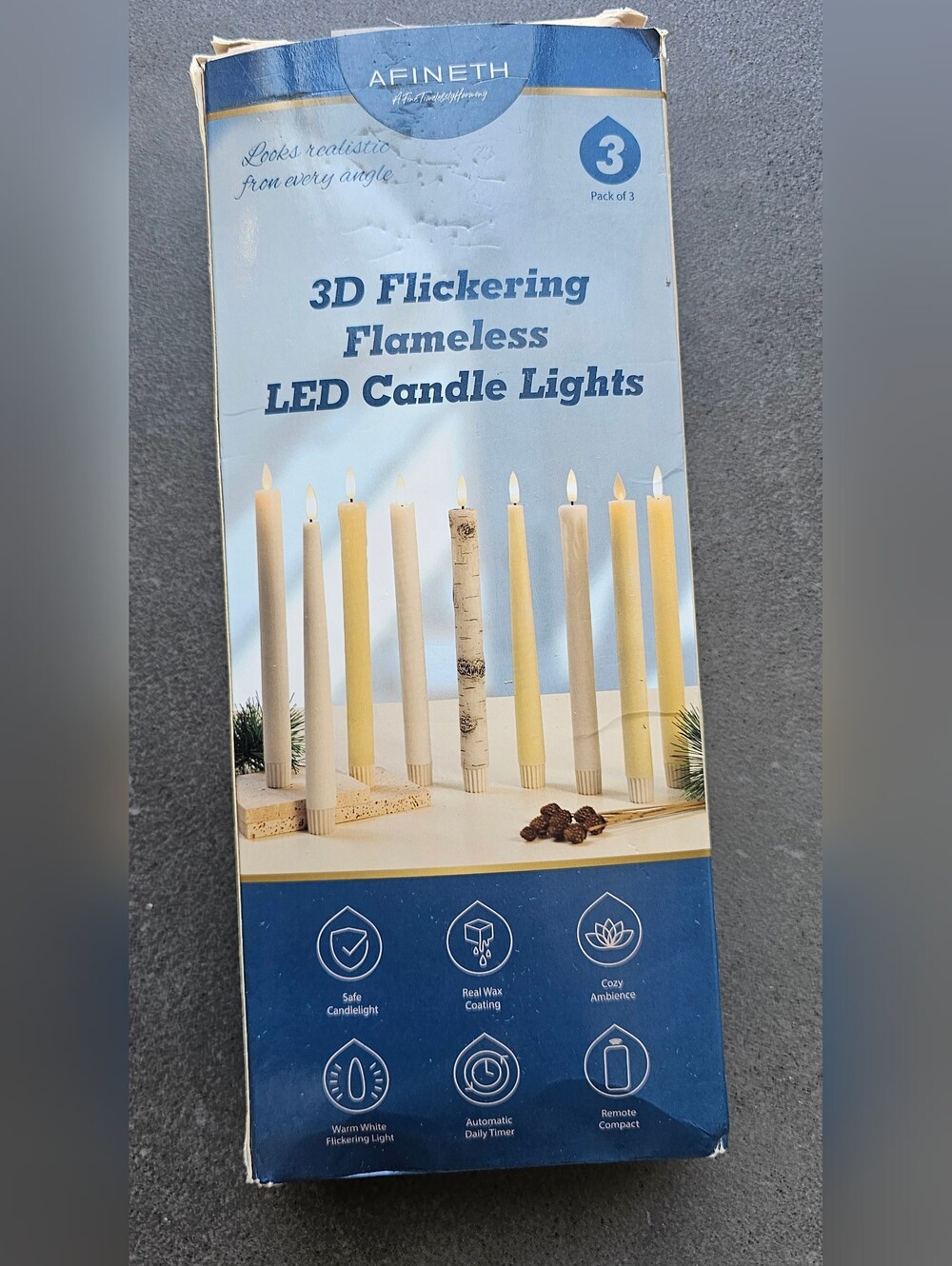 3D Flickering Flameless LED Candle Lights - (Pack of 3)